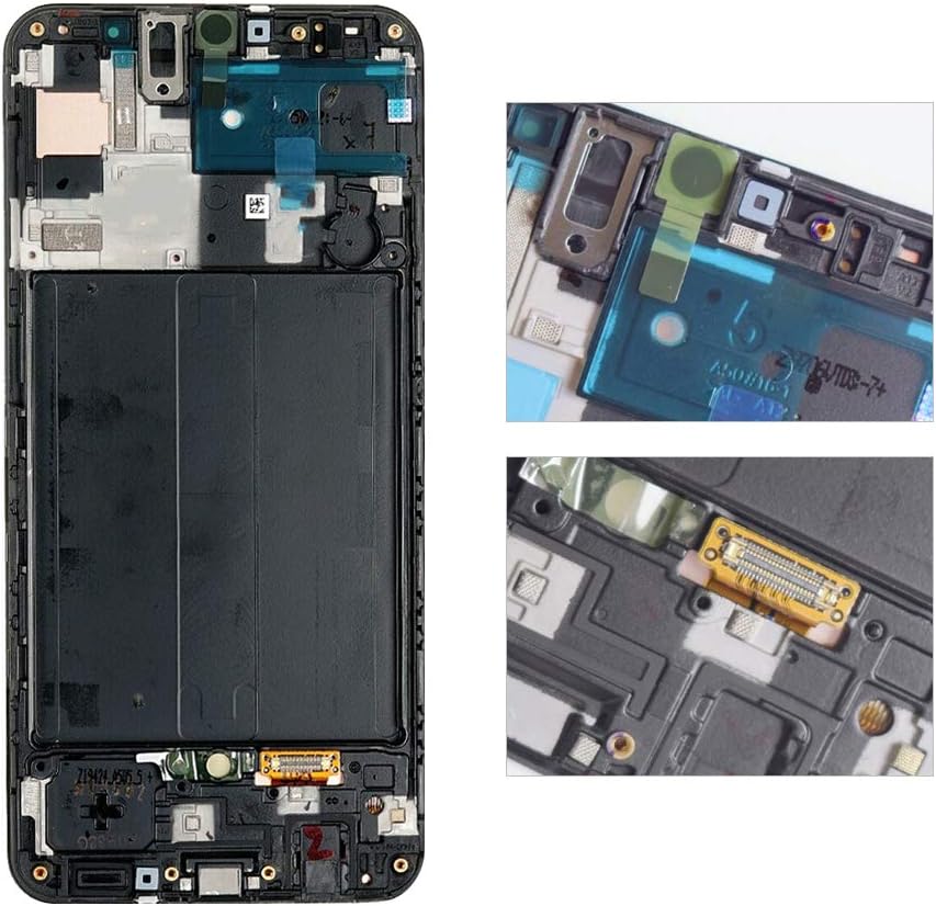 A50 OLED LCD Screen Replacement Touch Digitizer Display with Frame 6.4" (Black) for Samsung Galaxy A50 A505 A505FN A505GN (OLED with Frame)
