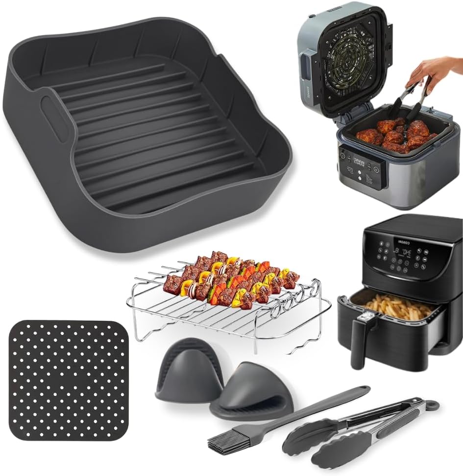 8 Pcs Square Air Fryer Accessories, Silicone Air Fryer Liner for Tower 5L, Cosori 4.7L 7.5L
