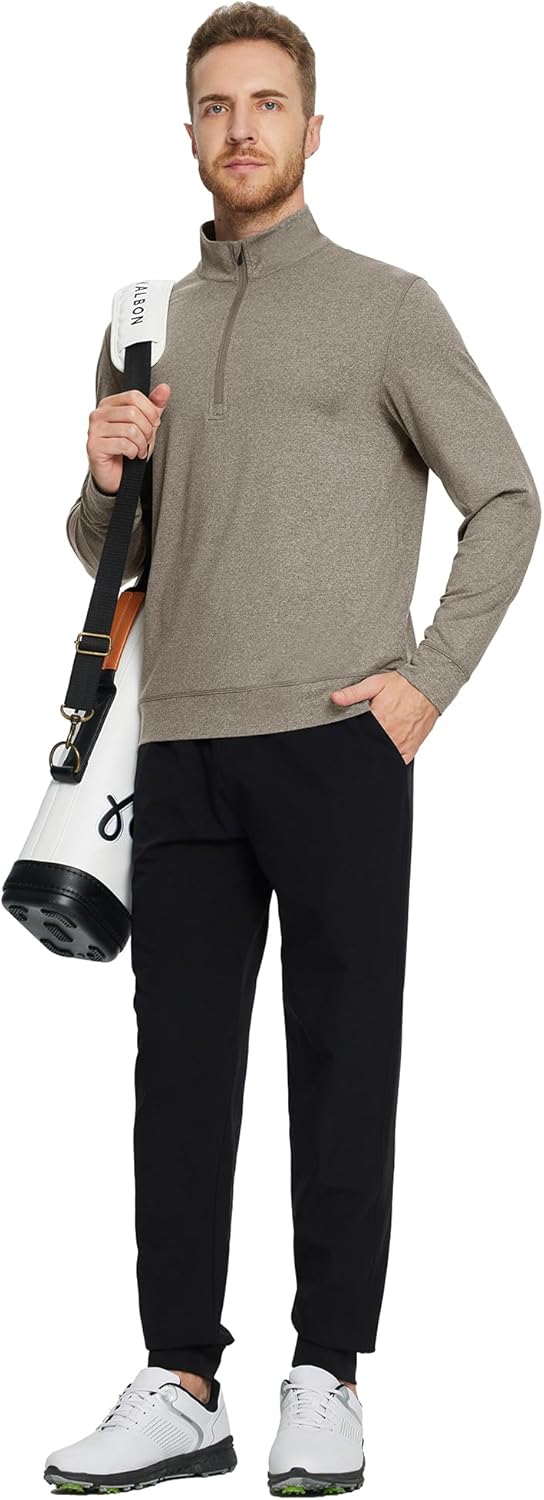 M MAELREG Quarter Zip Pullover Men Moisture Wicking Performance Heather Midlayer Golf 1/4 Zip Pullover Mens Sweatshirt - Image 2