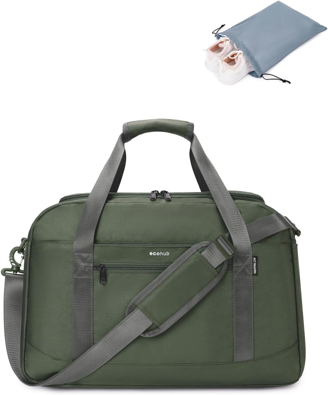ECOHUB Personal Item Bag 16'' Small Duffel Bag, Green-2, 18 inch underseat