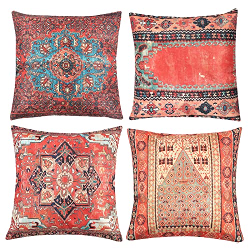 Follome Kissenbezug 45 cm 4er - (Persien Türkei) Zierkissenbezug Volksbrauch Dekorative Kissenhülle 45x45 cm Deko Bezug Dekokissen für Sofa Schlafzimmer Wohnzimmer Cover