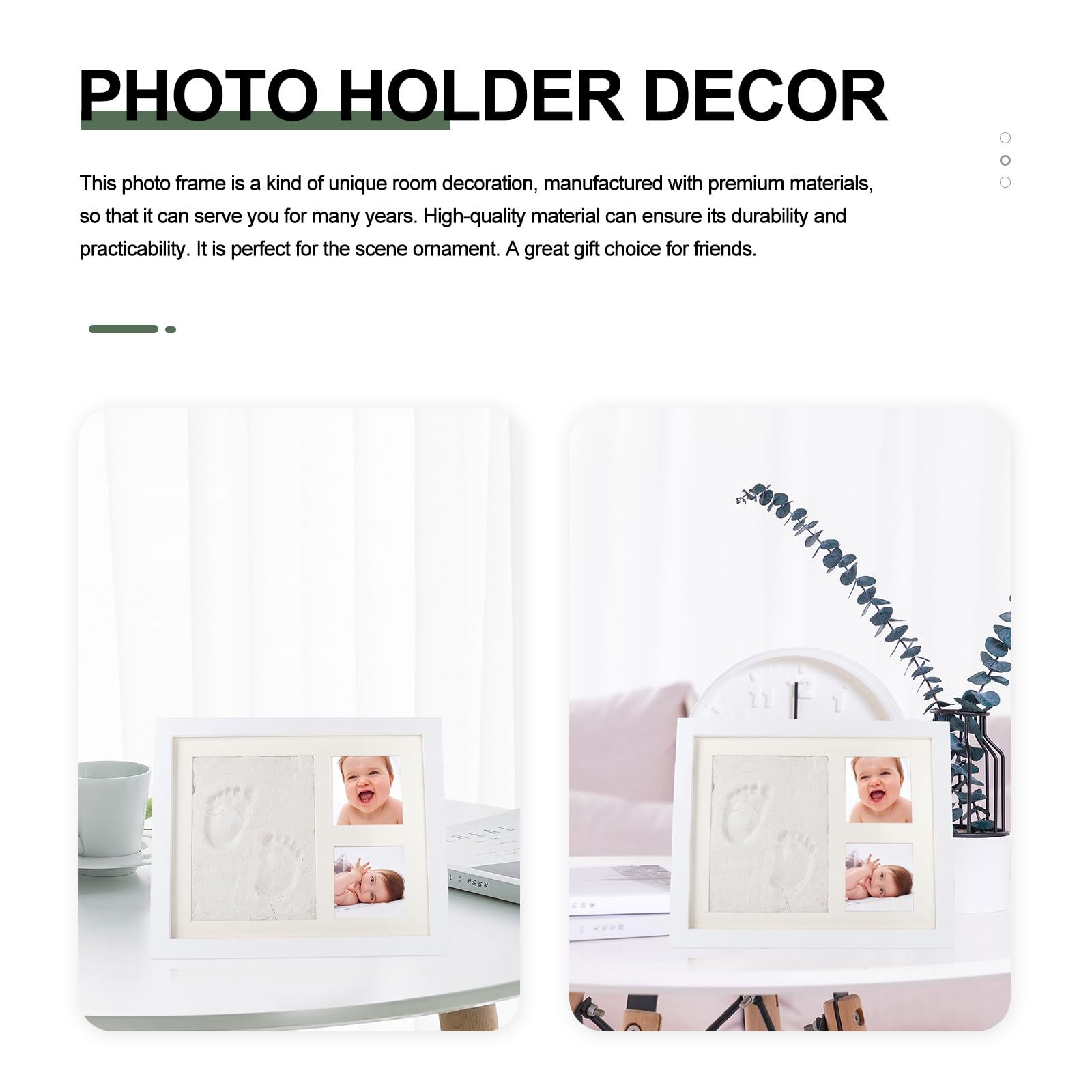 HOMSFOU Marcos de Fotos DIY con Huella de Mano para Niña Marco Múltiple de Madera con Tinta Decoración Creativa para Mostrar Fotos y Huellas Infantiles Blanco