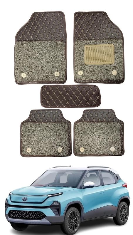 Image of Minansh Foot Mats /Floor Mats Compatible with Suzuki Swift 2017 7D Luxury Leather Washable Car Floor Mat (Brown /Coffee)