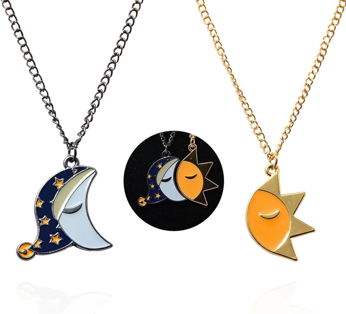 Amazon.com: LANWLOSI FNAF Sun and Moon Friendship Necklace for