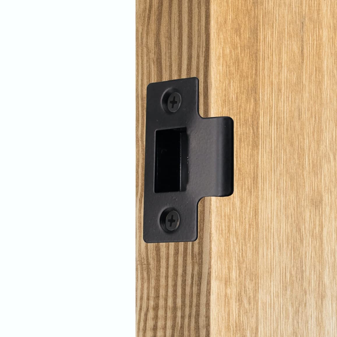 Strike Plate Matt Black Latch Door Frame + Dust Box + Matching Screws (5) - Image 4