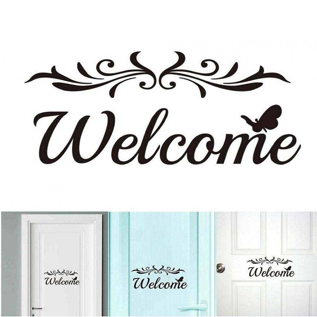 Onsinic Multicolor Wall Stickers Letter Sign Welcome Pattern Decals Removable Self-Adhesive Decor Wall Decals Door Stickers