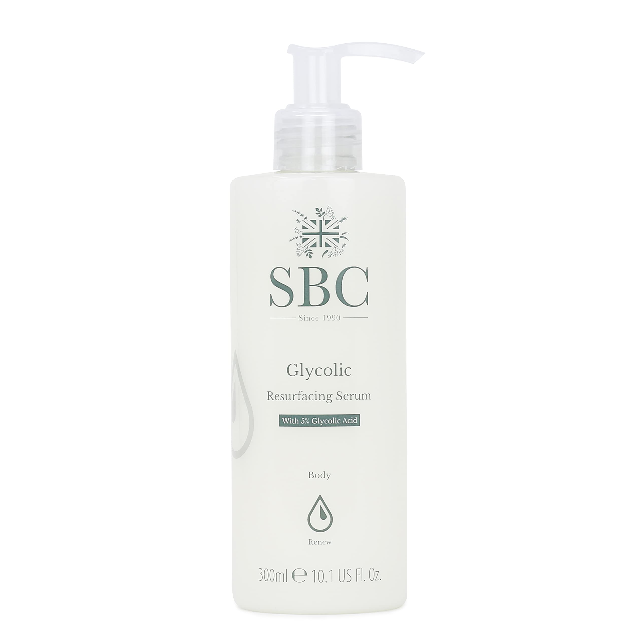 SBC Body Serum Glycolic Acid Radiance Resurfacing Dry Sensitive Skin  300ml Pump