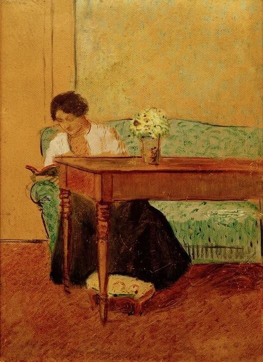 Affiche Impression Elisabeth on Green Sofa habille vos grands murs vides