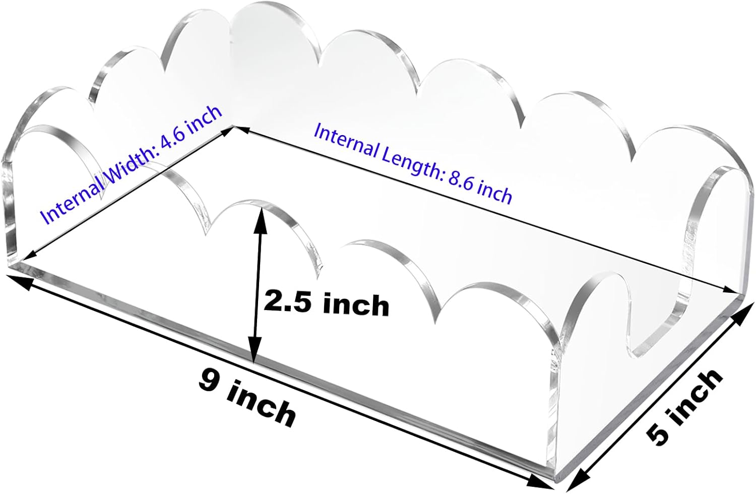Acrylic Napkin Holder for Bathroom, Sleek Scalloped Design Guest Towel Holder, Disposable Holder Hand Towel Tray for Parties, Weddings, Party, Hotel, Restaurant and Kitchen 5 x 9 Inch 1 pcs
