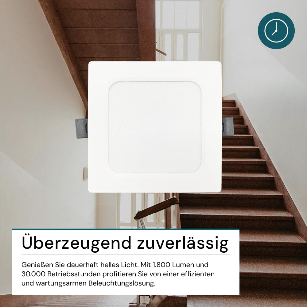 LUXULA LED Einbauleuchte eckig Weiß, 6 Stück 220x26mm, 18W 1800lm, IP44 Einbaustrahler flach CCT 2700K 4000K 6000K einstellbar, LED Deckenstrahler Einbauleuchte 230V Bad, Küche & Innenräume
