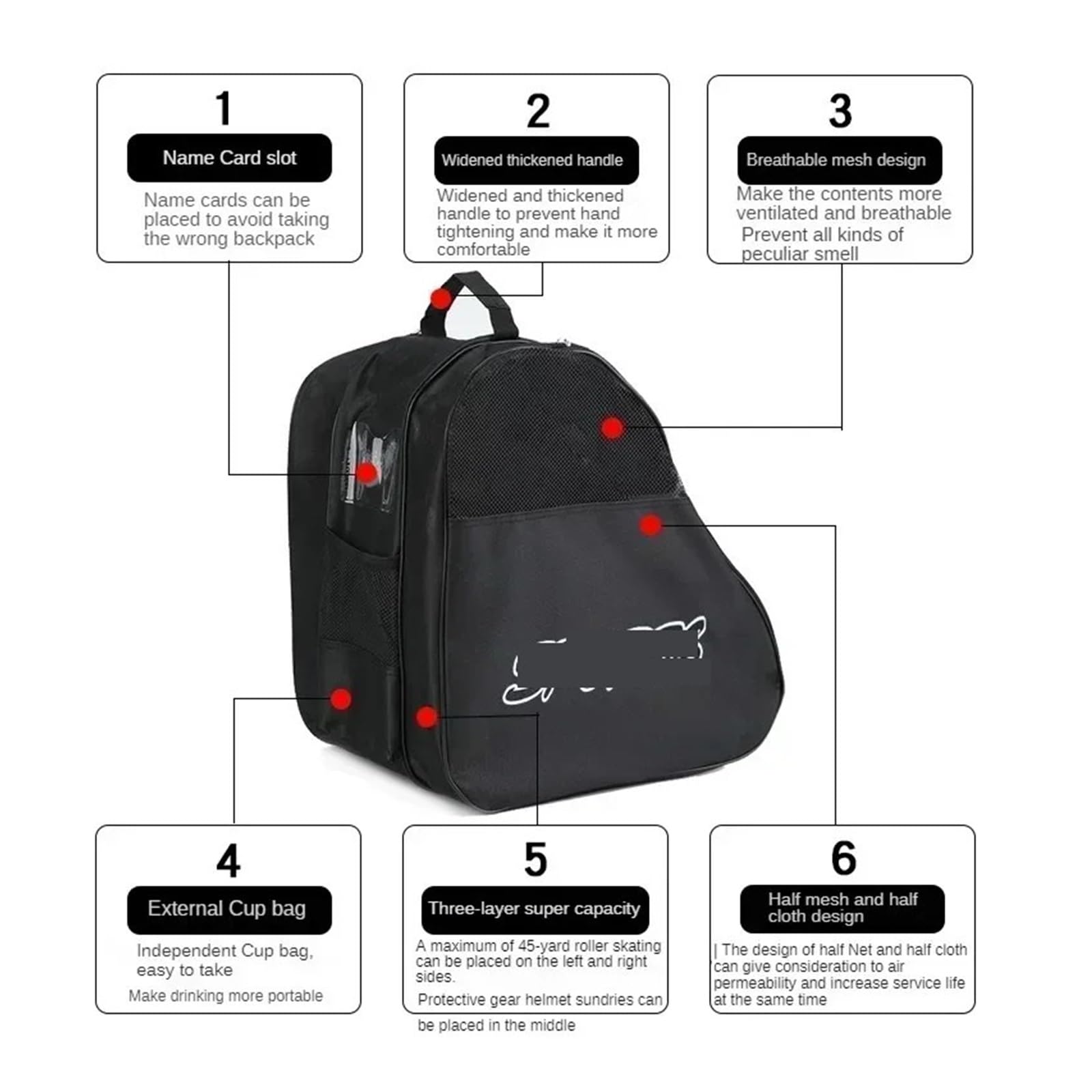 Sac Respirant Patins Rangement Sacs à Main roulettes Sac Porte-Rouleau Patin Vitesse Adulte Sport Ski(Light Grey)