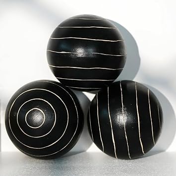 Decorative Orbs for Bowls and Vases, Circle Pattern, 4 inch Resin Round Sphere Balls, Set of 3, Living Room Coffee Table Centerpiece