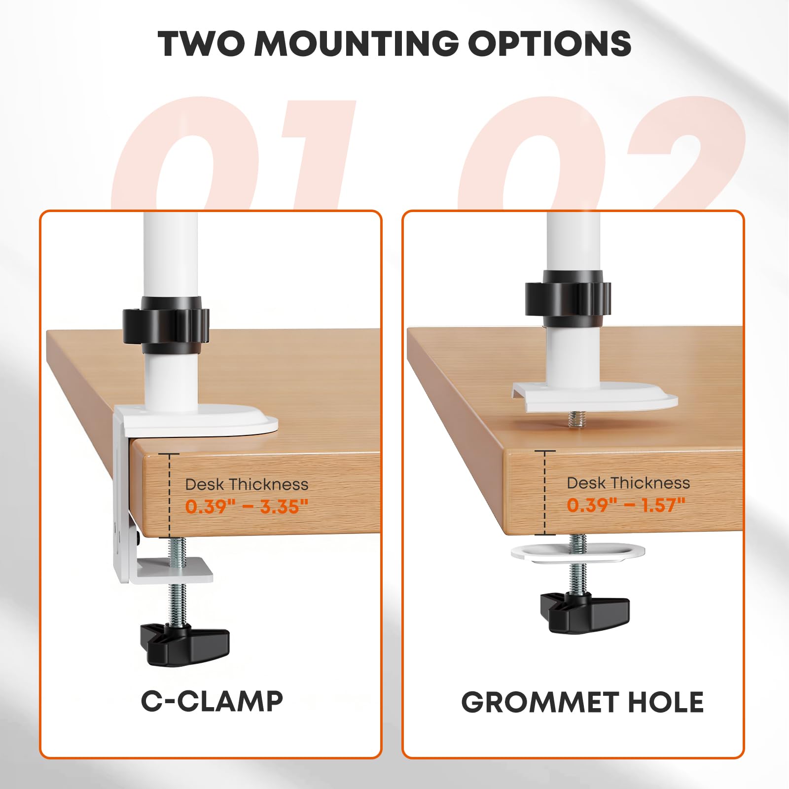 Supporto Doppio Monitor - Asta Extra Alta 80 cm per 2 Monitor 17-32" (fino a 9kg per braccio) VESA 75/100 - Braccio Orientabile, Inclinabile, Ruotabile - Impilamento Verticale