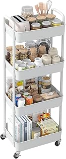 Sywhitta 4-tier Storage Rack on Wheels, Kitch...,