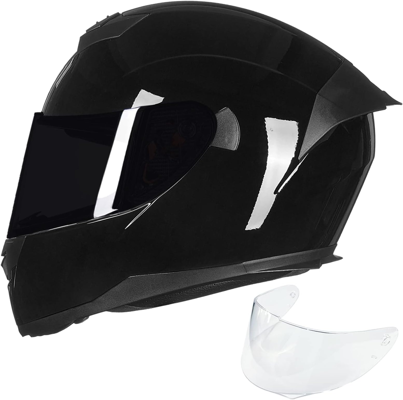 ILM Full Face Motorcycle Helmet for Motocross Street Bike DOT Certified 2 Visors Model-317(Gloss Black, S)