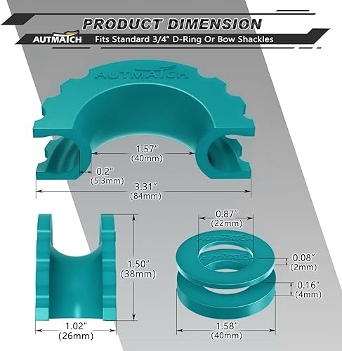 Vista 24 de AUTMATCH - Juego de 2 arandelas aislantes de grillete con anillo en D, 2 aislantes de grillete de goma y 4 arandelas para grillete de 3/4 pulgadas