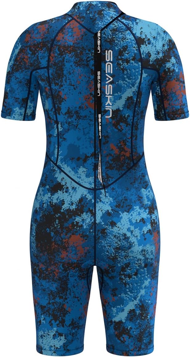 Seaskin Shorty Wetsuit for Womens, 3mm Neoprene Camouflage Diving Suits