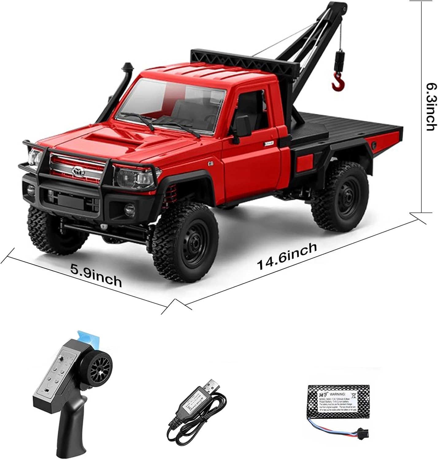 1/12 RC Crane Truck, MN-82T LC79 RTR RC Crawler, 4WD Off-Road Tow Car RTR 2.4GHz RC Pick-up Trail Truck for Adults Hobby Toys (Red)