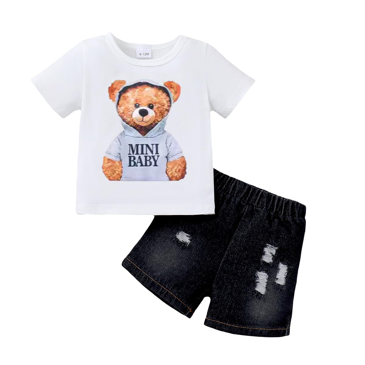 JENJON Vestiti Set per Infantile Bambino Maschio Primaverili Estivi Manica Corta Stampato Carino Maglietta e Jeans Pantaloncini 2Pcs Completo Abiti Outfit - 2