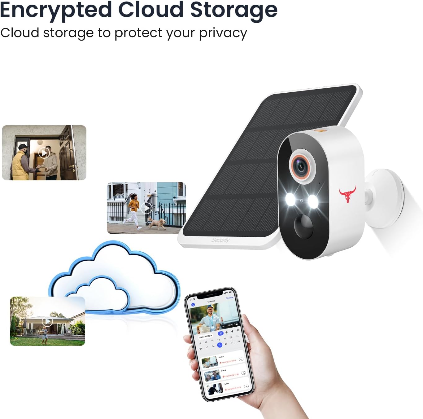 FameVibe 1080p Solar Security Camera Wireless, Smart AI Human Detection, 2-Wa...