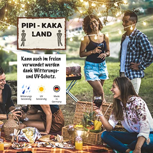 Pipi Kaka Land Toilette Schild lustige Geschenk Idee - 20x30cm aus stabiler Hartschaumplatte in 3mm Stärke - Bester Freund Sauf Bier Kumpels Deko Trinkspiele