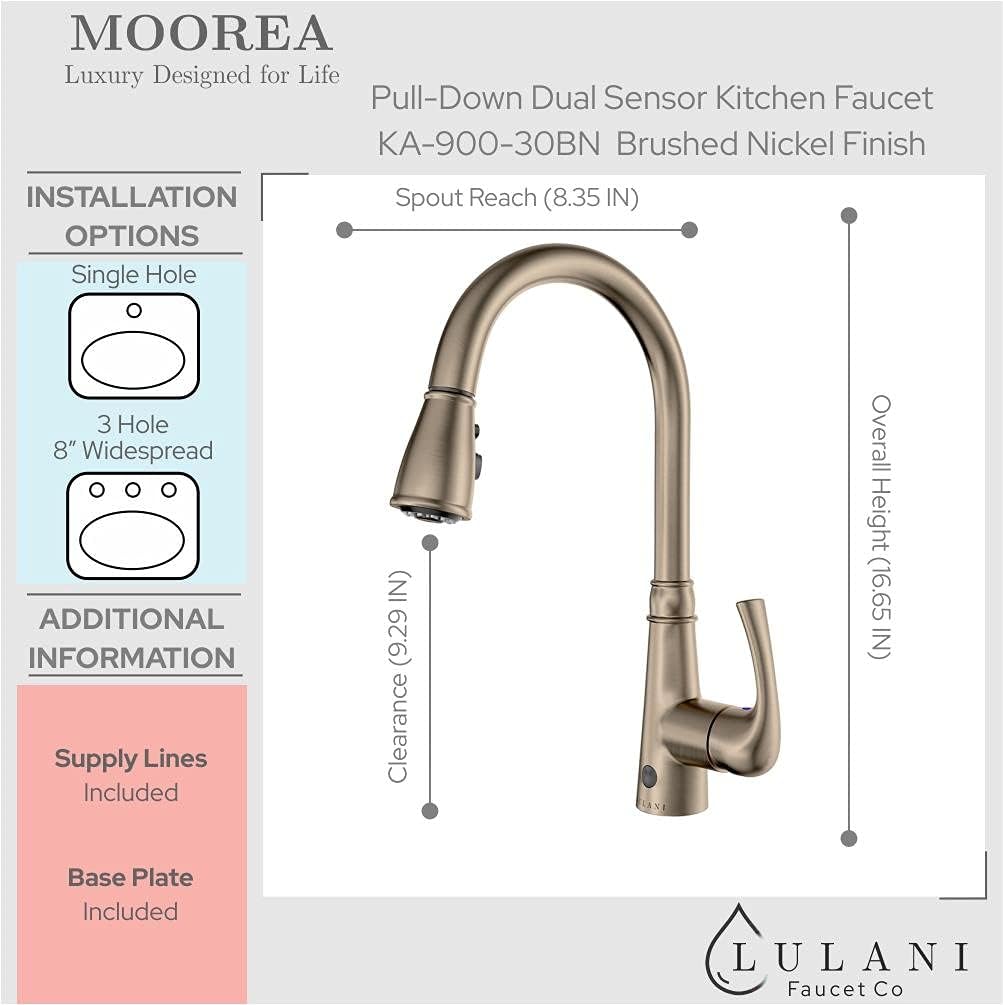Lulani Moorea Dual Sensor Pull-Down Kitchen Faucet - Brushed Nickel