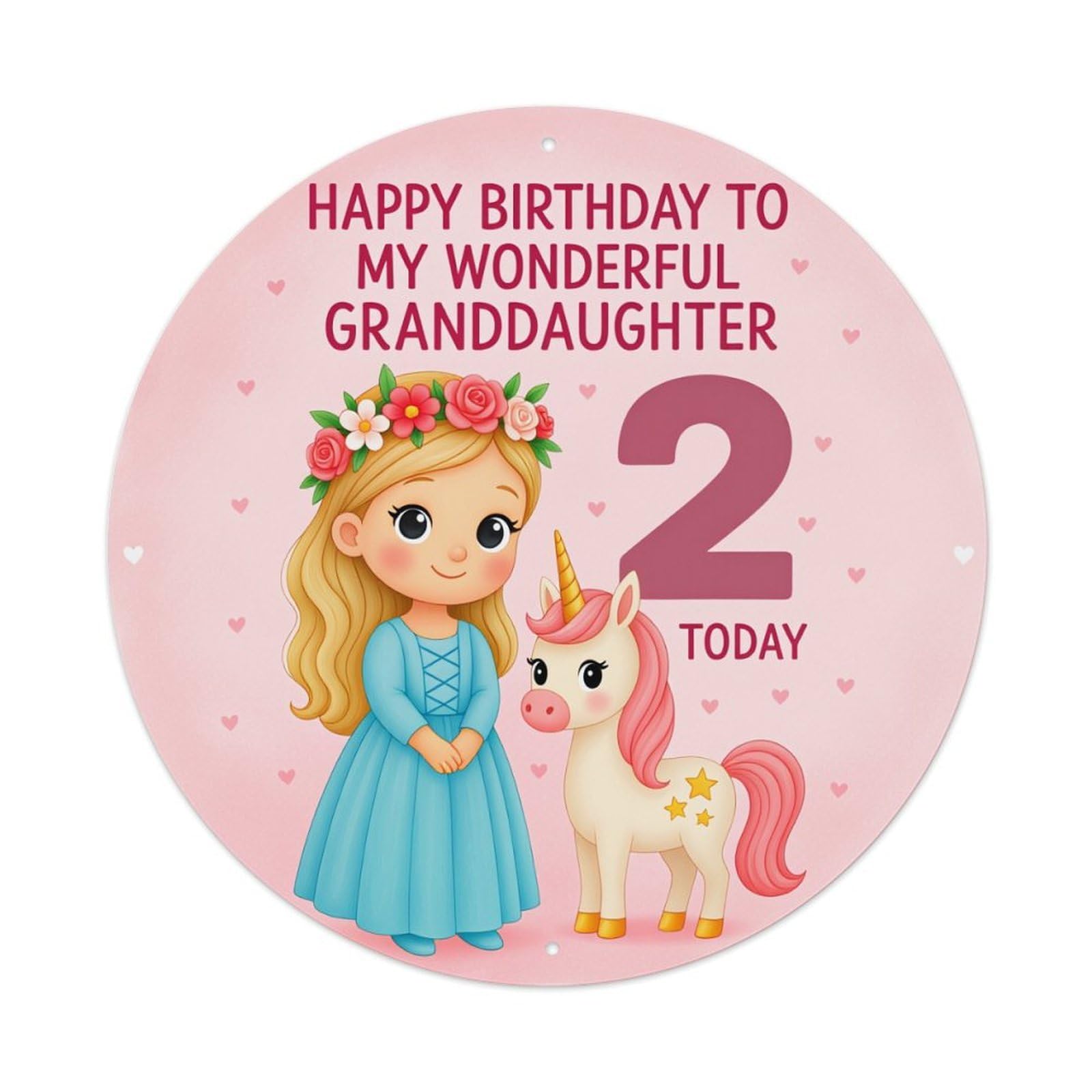 Princess Unicorn Birthday Girl Two Metal Tin Sign Vintage Garden Bedroom Cafe Bar Man Cave Home Wall Decor Metal Poster 8x8 inches