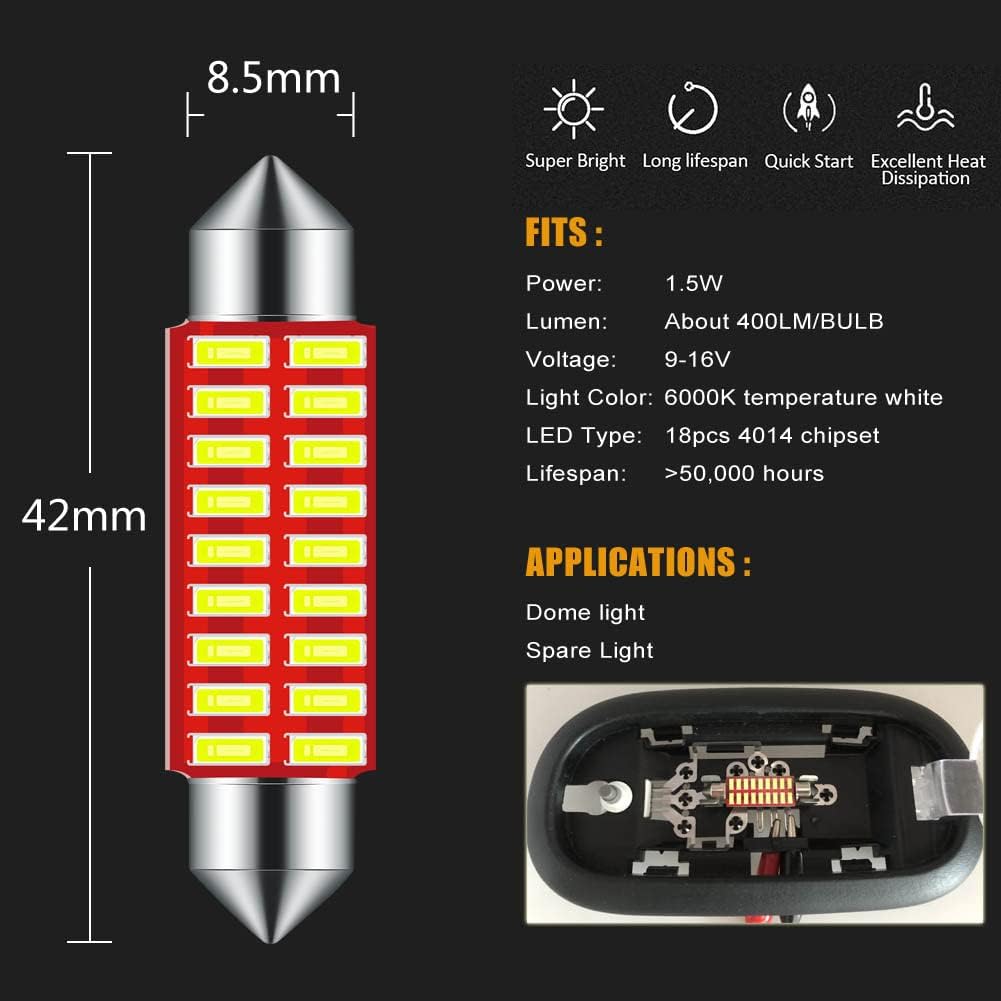 LED Interior Lights Kit Package for Jeep Wrangler Map Dome Bulb | Super Bright Deluxe 6000K White for 2007 2008 2009 2010 2011 2012 2013 2014 2015 2016 2017 2018 Models JK 2-Door 4-Door