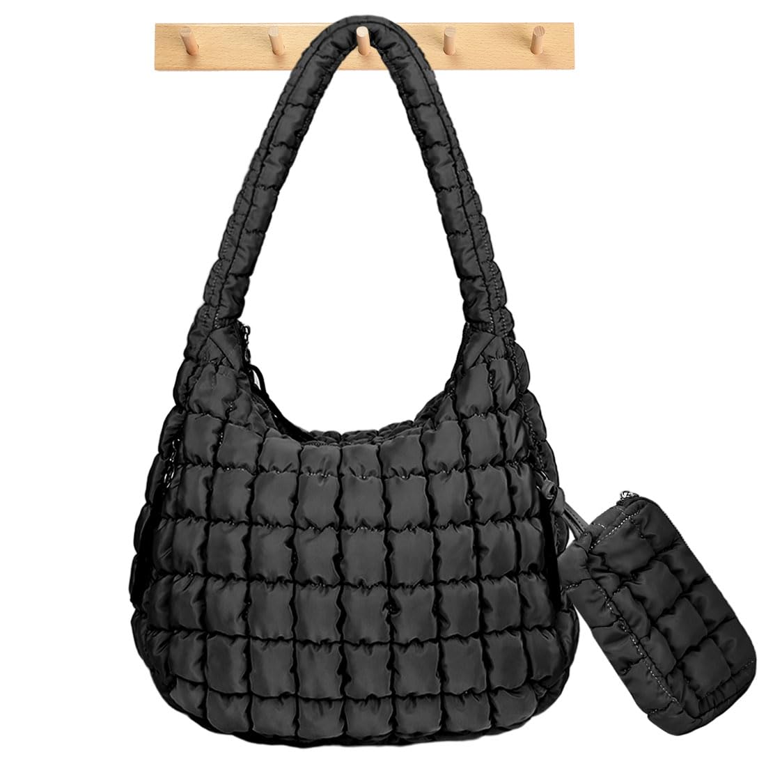 Puffer Tote Bag for Women Large Quilted Crossbody Bag Hobo Crossbody Lightweight Padding Puff Purse Tote Bag for Women