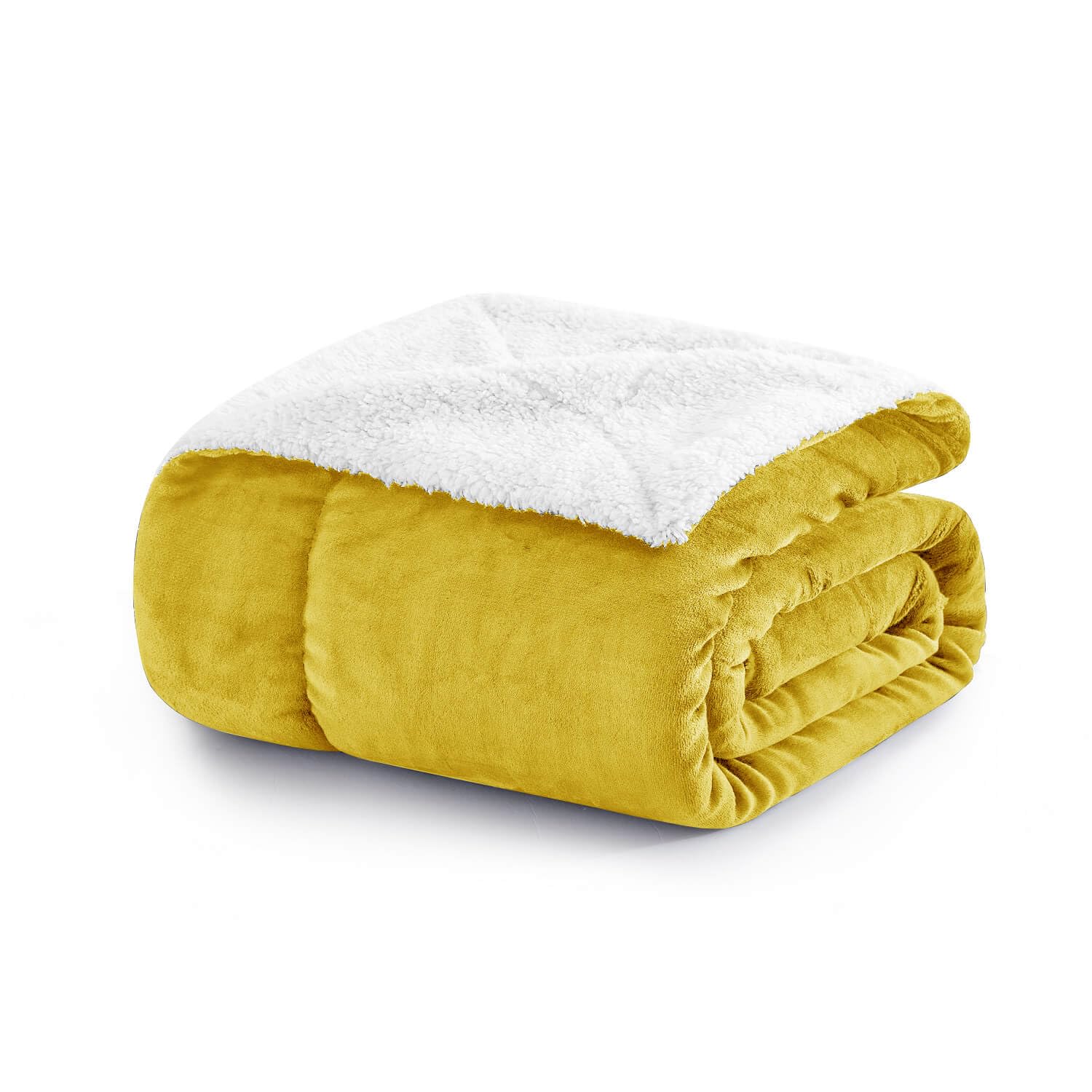 Moonlight20015 Mustard Sherpa Fleece Throw Blanket Queen Size - Microfiber Solid Large Blankets For Bed - Fluffy & Soft Warm Thick Throws For Sofas And Couch (, 220X240cm)