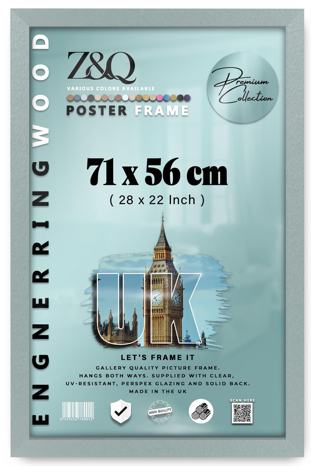 Z&Q - Premium Eton Wood (71 x 56 CM) Wall Gallery Frame | Ideal Wall Decor for Livingroom 28 x 22 Inch Frame for Art and Home Décor [ Silver ] — image 1