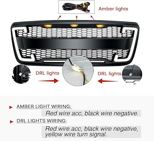 Miniatura 5 de EOMD Parrilla de parachoques delantero compatible con 2004 2005 2006 2007 2008 F150 WDRL y luces direccionales color negro mate