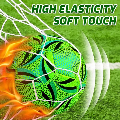 KQWVZ Leuchtender Fußball Größe 5, Reflektierender Soccer, Fluoreszierender Fussball Mit Pumpe, Reflektierender Fußball Für Fußballtraining Nachtspiele Drinnen Und Draußen Für Nachtspiele Kinder