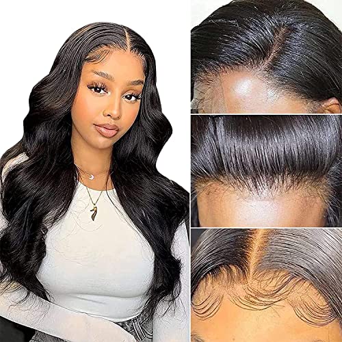 22 Inch 5x5 HD Lace Closure Wigs Human Hair,Body Wave 180 Density HD Transparent Lace Front Wigs Human Hair Pre Plucked,Glueless Human Hair Wigs For Black Women Natural Color