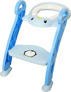 Amzdeal Asiento WC Escalera para Niño Aseo Asiento para Bebes con Escalera Plegable Asiento Escalera Adaptador de wc Orinal Formación Bebé