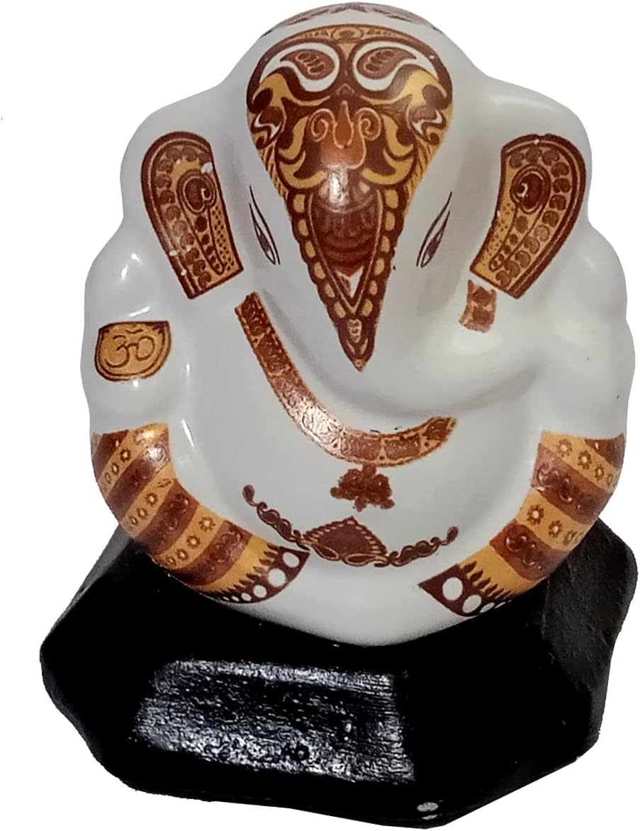 Purpledip Resin Idol Ganesha Ganapathi Vinayak: Double Sided Statue for Home, Office Or Car Dashboard (12492)