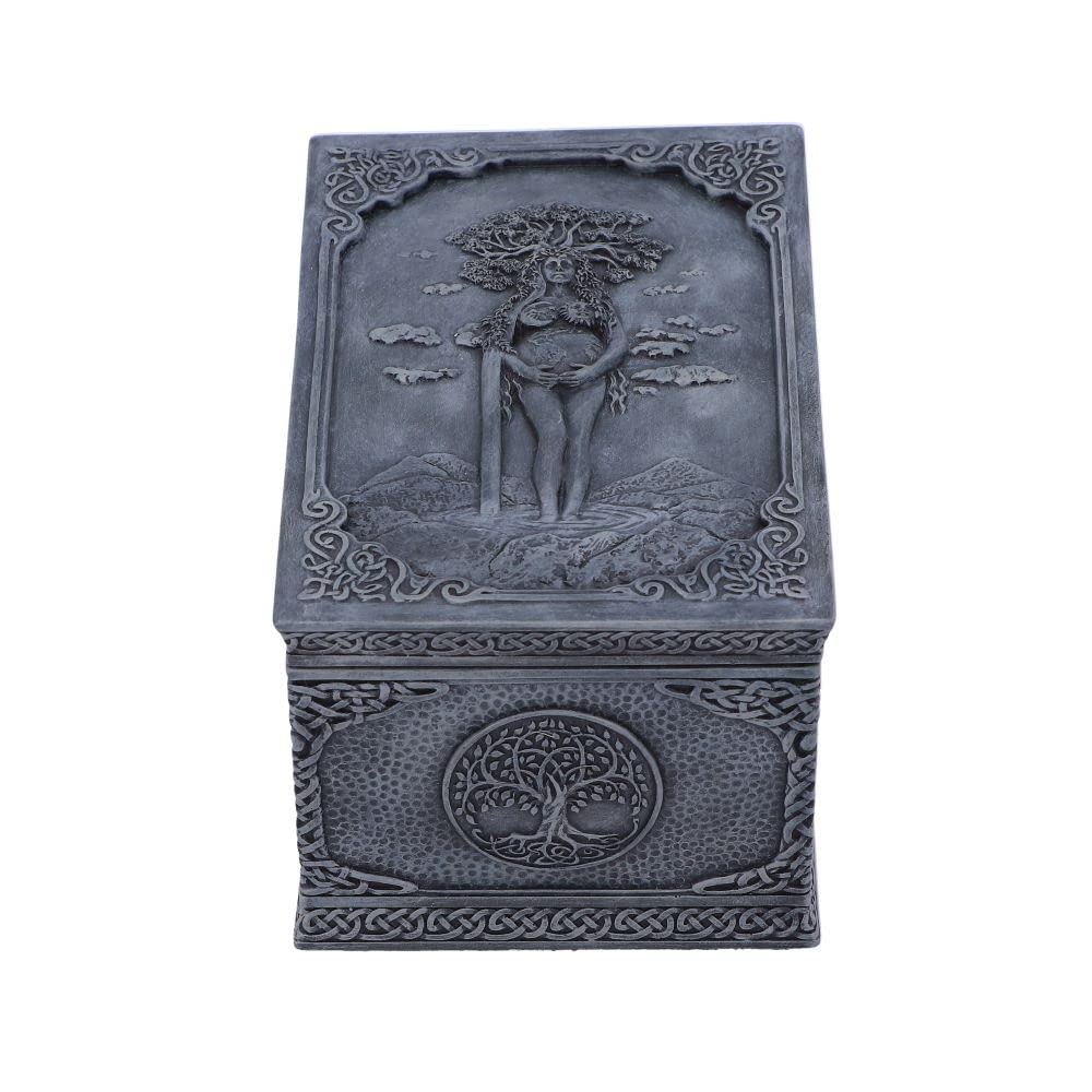 Gaia Mother Earth Box 15.5cm Cold cast stone Black/Grey finish by Veronese Great