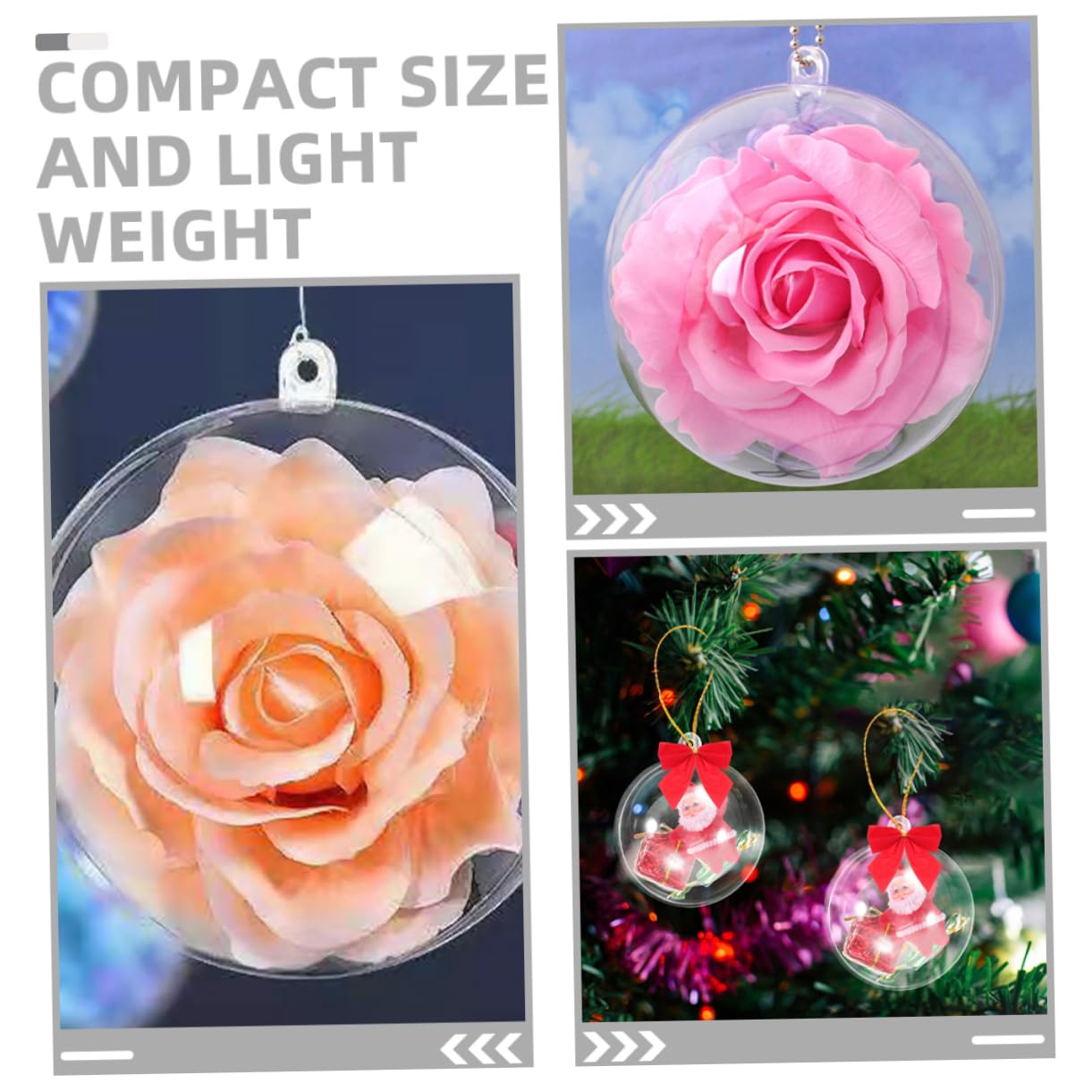 18pièces Boules De Noël DIY Transparentes Boules Rondes Vides pour Décorations De Sapin De Noël à Suspendre
