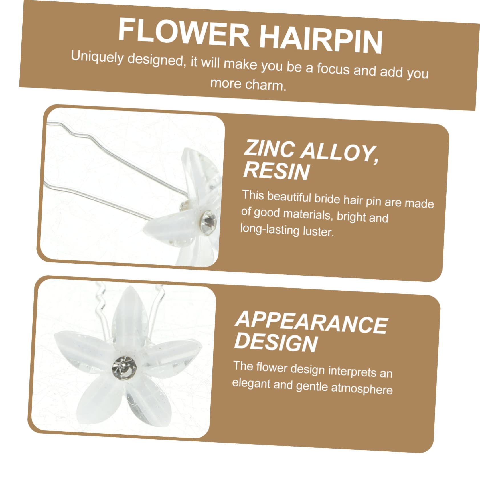 Abaodam 5 Juegos De Horquillas De Flores Para Novia En Forma De U Para El Pelo Tocado De Boda Elegante Decoración Para El Pelo De Boda Para Banquetes Y Fiestas 20 Unidades X 5