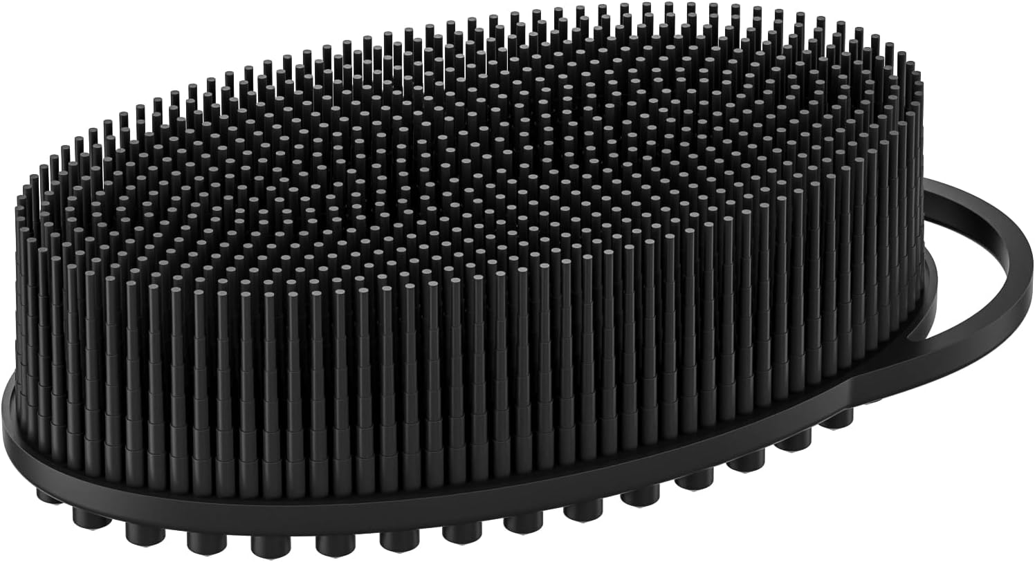 Metene Silicone Exfoliating Body Scrubber with Loop, Body Scrubber for Men and Women, Silicone Loofah for Shower, Soft Silicone for Shower and Bath Skincare Routine (Black)