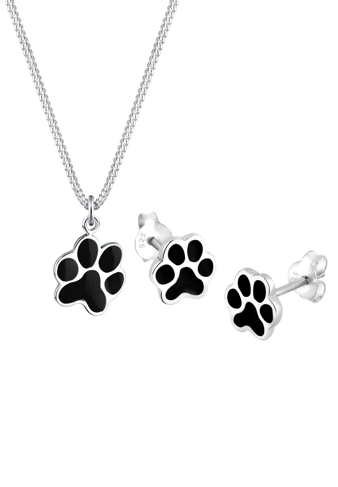 Elli Women's 925 Sterling Silver Pendant Necklace of Length 45 cm with Stud Earrings Jewellery Set