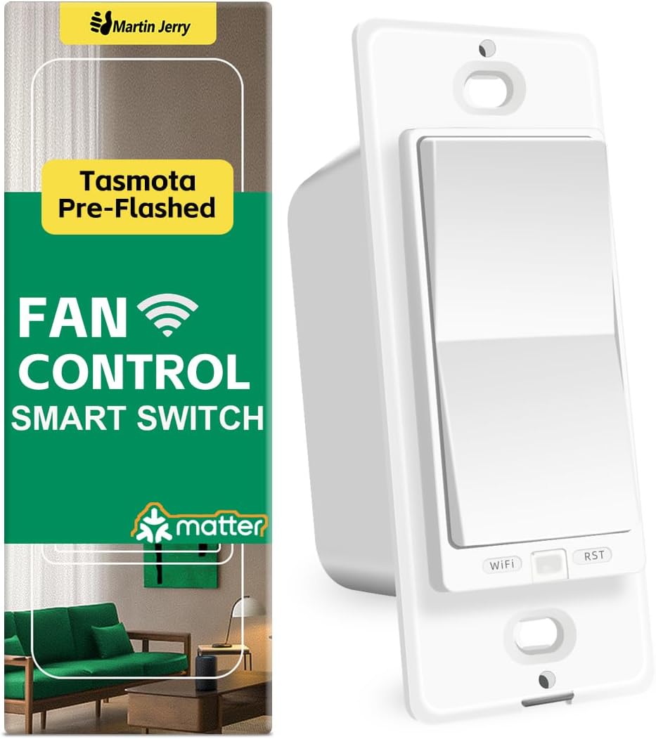 Tasmota pre-flashed smart ceiling fan control by MartinJerry | 4-level speed controller, 1 Pack