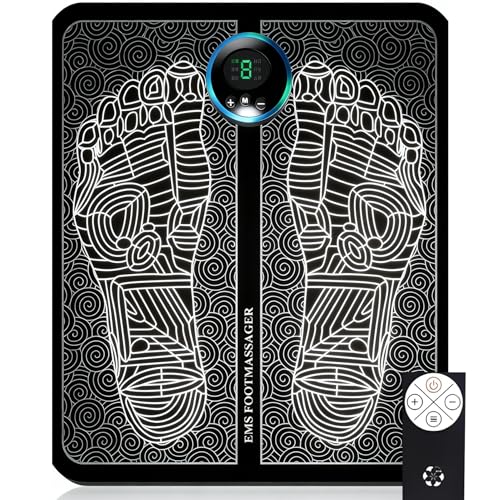 EZGHAR Foot Plate Foot Massager Relaxes Muscles for All-Night Comfort, Smart Auto Power-Off & Safety Features, 8 Massage Modes, 19 Intensity Levels, USB Rechargeable, Remote Control