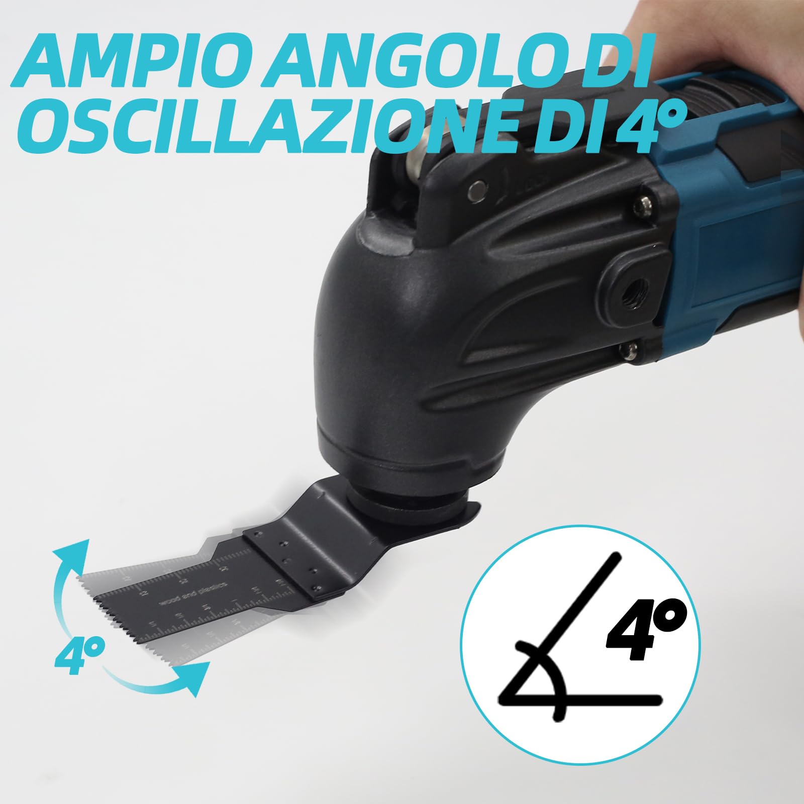 Batteria multifunzione compatibile con Makita 18 V, strumento oscillante a 6 velocità e motore senza spazzole, smerigliatrice e raschietto, strumento multifunzione – senza batteria