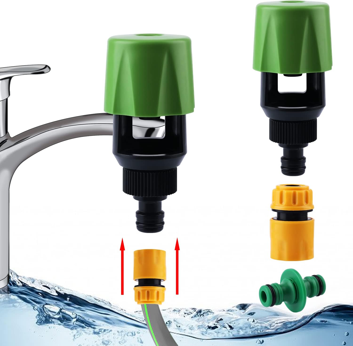 KINBOM 3pcs Mixer Tap Hose Connector, Hose Pipe AttachmentsKitchen, Hose Connectors Garden Hose