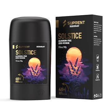 SUPRENT Deodorant for Men, Natural Ingredient Whole Body Deodorant, 48hr Odor Protection, Aluminum Free, Baking Soda Free Smooth Solid Stick & Skin SafeLavender