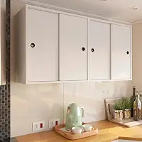 Armario de Quatro Portas Multiuso com Trilhos para Portas Deslizantes (Branco)
