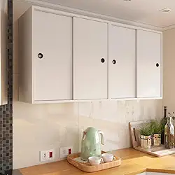 Armario de Quatro Portas Multiuso com Trilhos para Portas Deslizantes (Branco)