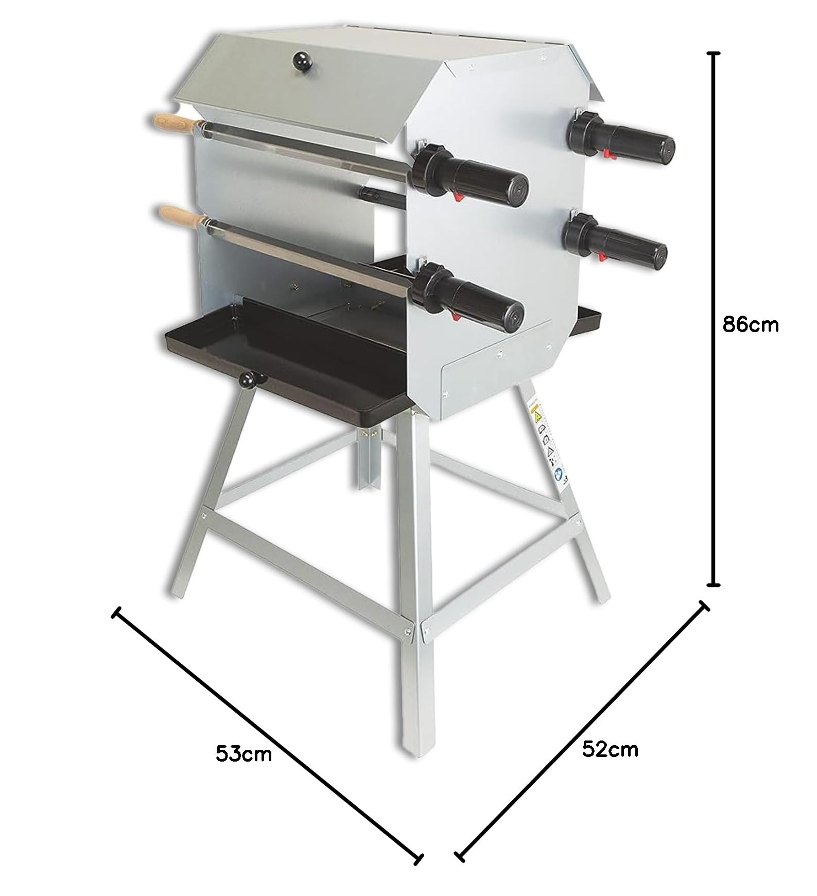 ACTIVA Mutzbratengrill I Premium Mangal Grill inkl. inkl. batteriebetriebem Motor & Spieße I Robuster Holzgrill für ein einzigartiges Grillerlebnis, aus Legierter Stahl