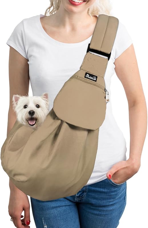 Peitoral Sling para Cães e Gatos SlowTon com Alça Acolchoada Ajustável Marrom M
